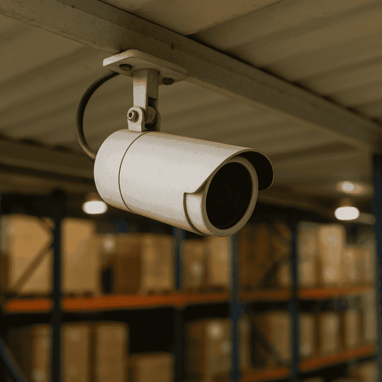 Przemysłowa kamera monitoringu zamontowana w magazynie firmy - instalacje monitoringu Szczecin