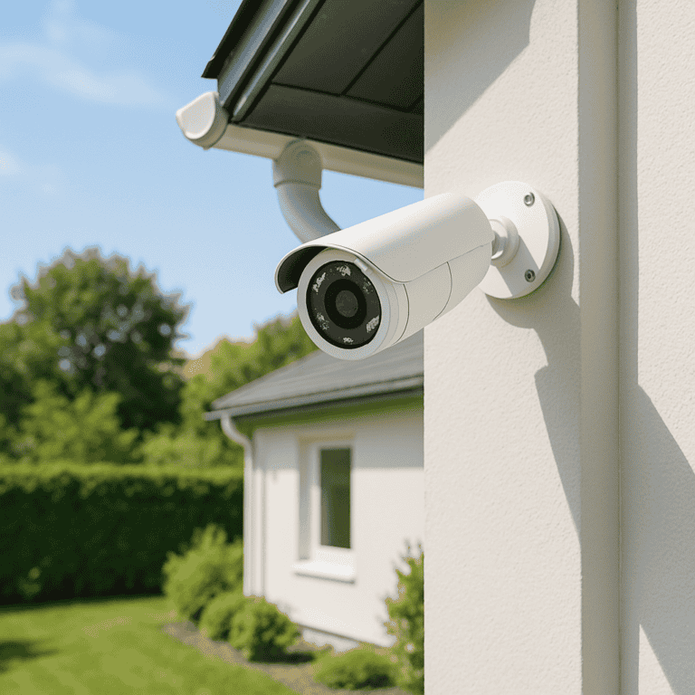 Zewnętrzna kamera monitoringu zamontowana na budynku mieszkalnym w Szczecinie - Monitoring Szczecin